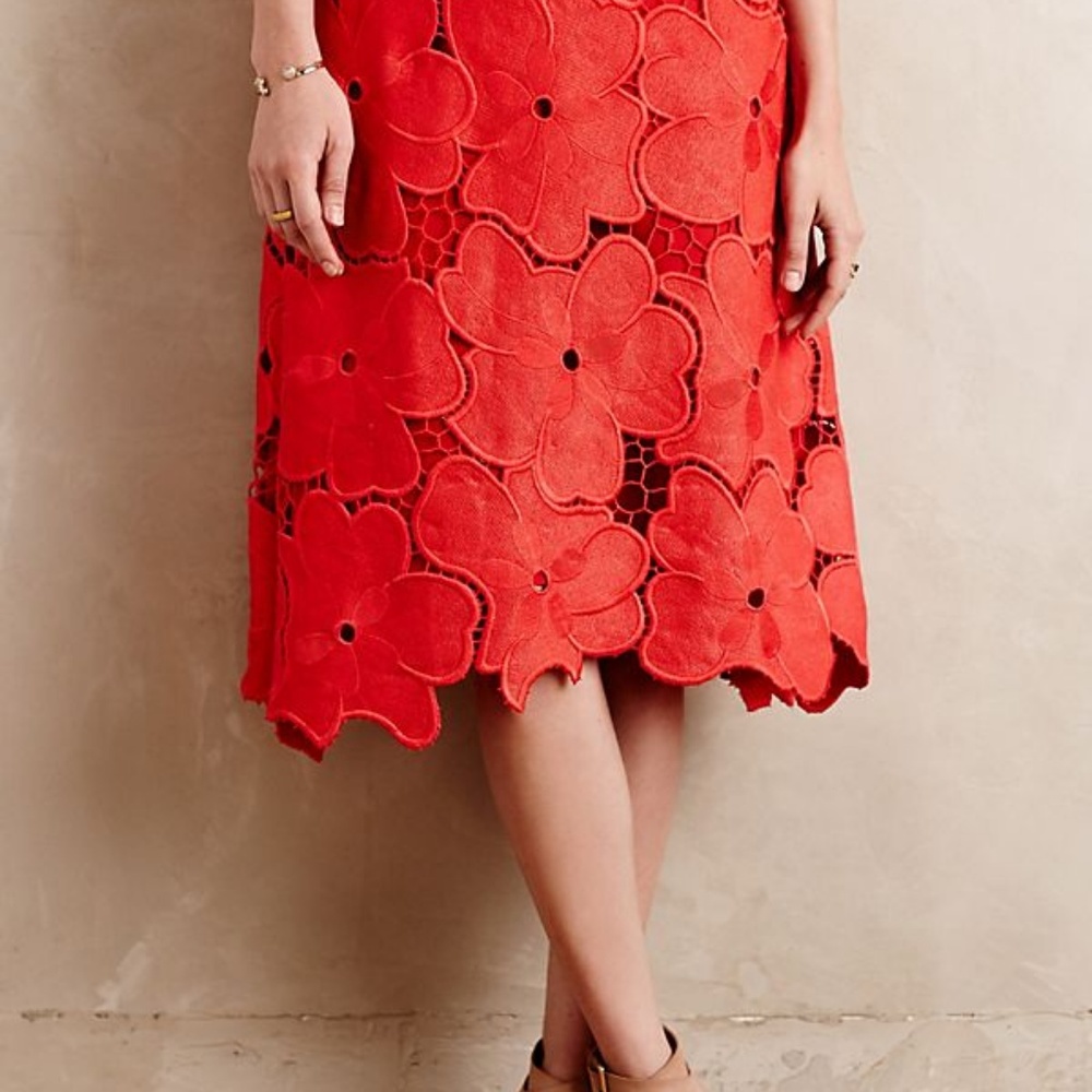 Cynthia Rowley Poppy Red Floral Skirt - Picture 1 of 7